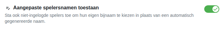 Instelling: eigen bijnamen