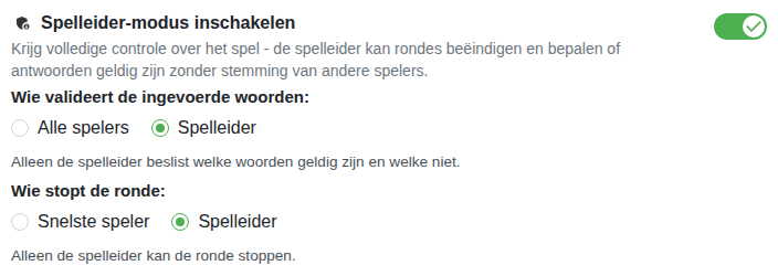 Instelling: gastheermodus van het spel