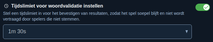 Instelling: tijd om woorden te bevestigen