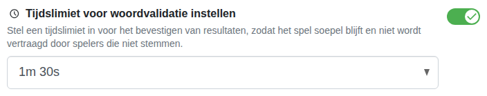 Instelling: tijd om woorden te bevestigen