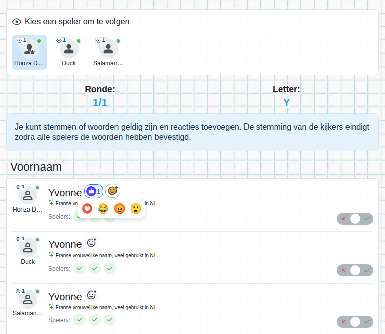 Een reactie kiezen