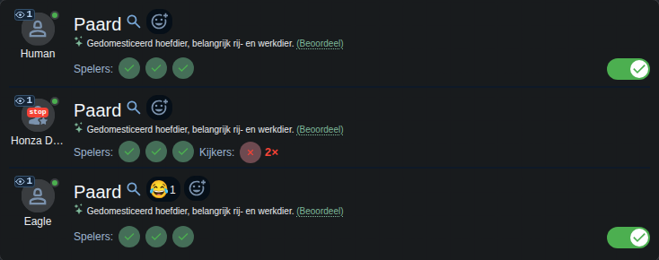 Som van de stemmen van het publiek bij een speler