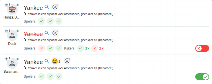Som van de stemmen van het publiek bij een speler